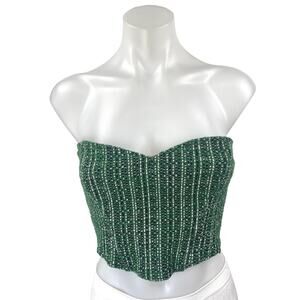 Zara Green Tweed Sleeveless Strapless Cami Bandeau Crop Corset Tank Top Size S